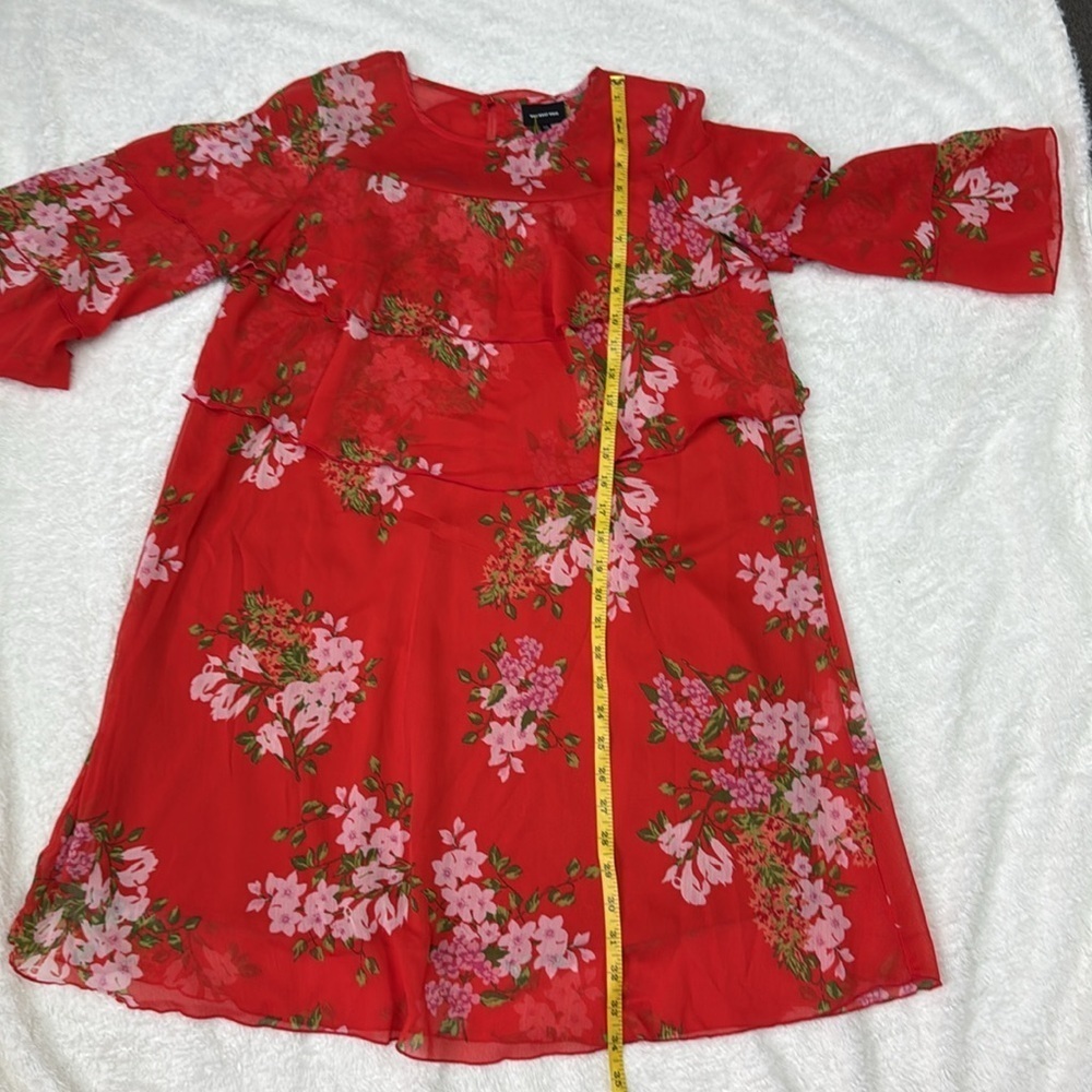 Who What Wear Tiered Ruffle Floral Mini summer Dress Red NWOT - Picture 7 of 9